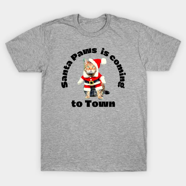 Santa Paws is Coming to Town - Funny Cat Christmas Design - Festive Holiday T-Shirt by Seaglass Girl Designs